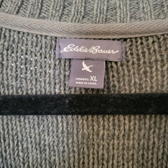 Eddie Bauer Women's Olive Green Linen Cotton Blend Knit Sweater Caridigan. XL - Picture 3 of 7